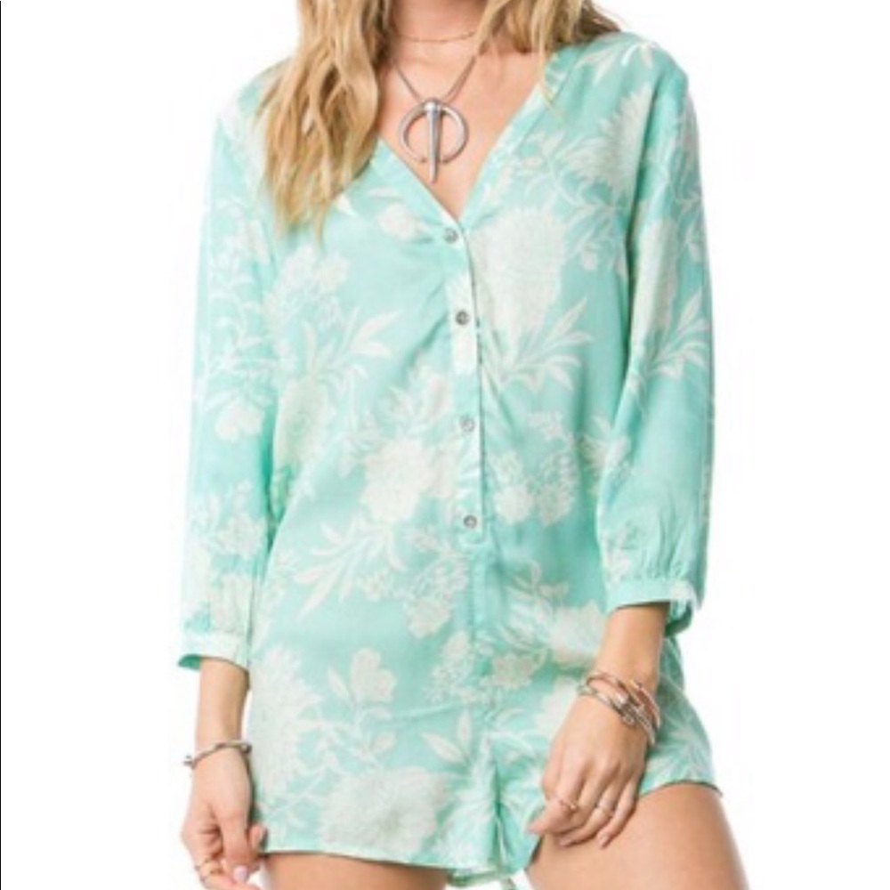 Amuse Society Mint Green Floral Romper